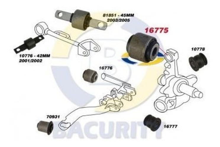 Imagem de Bucha Braco Traseiro Superior Ext Honda Civic 2001 A 2006