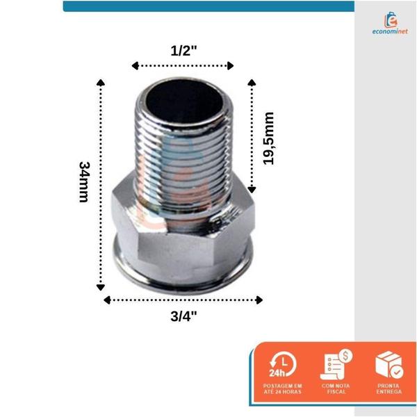 Imagem de Bucha de Aumento 1/2 X 3/4 Cromada Metal Garden