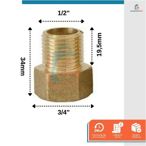 Imagem de Bucha de Aumento Amarela 1/2 X 3/4 Cromada Metal Garden