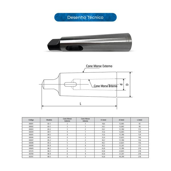 Imagem de Bucha de Redução Cone Morse Modelo B4-3 - DIN 228 B