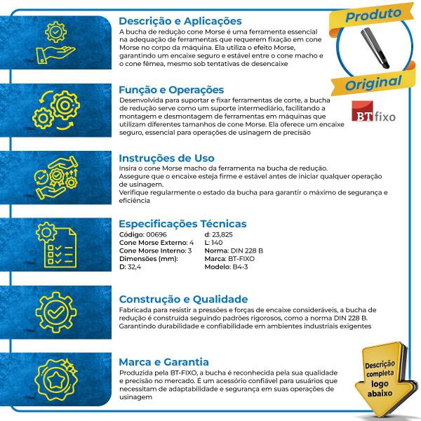 Imagem de Bucha de Redução Cone Morse Modelo B4-3 - DIN 228 B