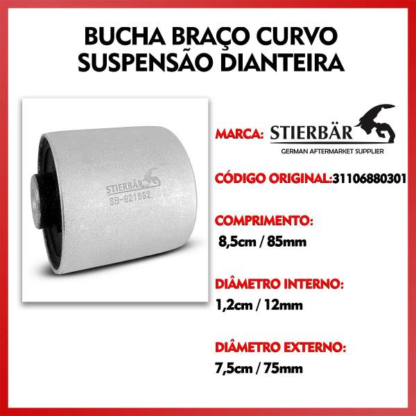 Imagem de Bucha Do Braço Tirante Controle Oscilante Curvo Suspensão Dianteira BMW X4 G02 2018 2019 2020 2021 2022 2023 2024