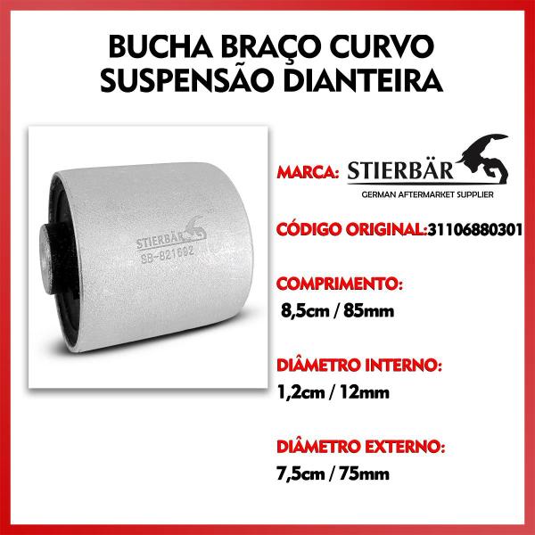 Bucha Do Braço Tirante Controle Oscilante Curvo Suspensão Dianteira BMW X4 M Competition F98 2019 2020 2021 2022 - Stierbar Imagem de Bucha Do Braço Tirante Controle Oscilante Curvo Suspensão Dianteira BMW X4 M Competition F98 2019 2020 2021 2022