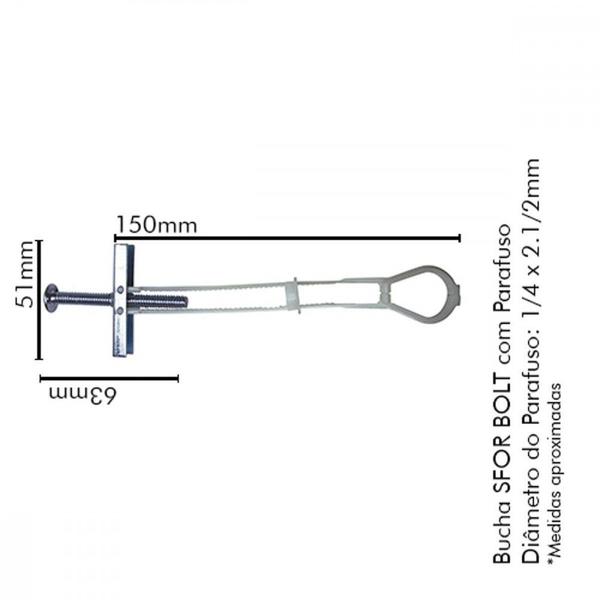 Imagem de Bucha Drywall Sforbolt 1/4 C/100 C/Par