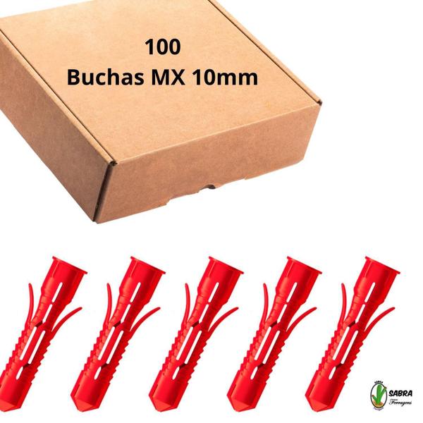 Imagem de Bucha Mx 10Mm Anti Giro Com Aba De Nylon Vermelha 100 Pç