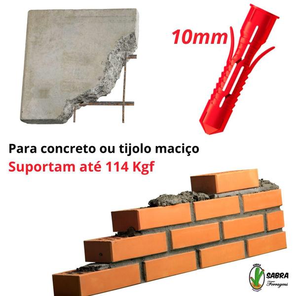 Imagem de Bucha Mx 10Mm Anti Giro Com Aba De Nylon Vermelha 100 Pç