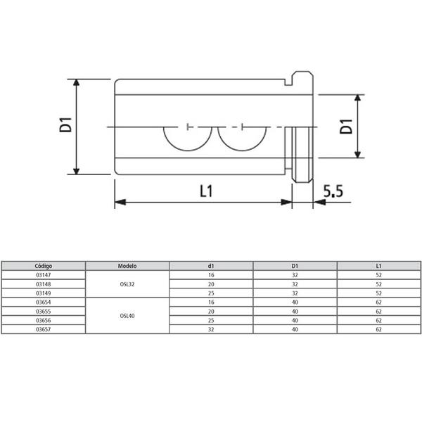 Imagem de Bucha para Porta Barra com Refrigeração Modelo OSL40 - Med. 32mm