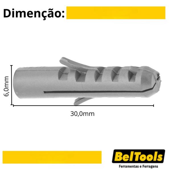 Imagem de Bucha Plástica 6mm Caixa c/ 1000 Peças Beltools