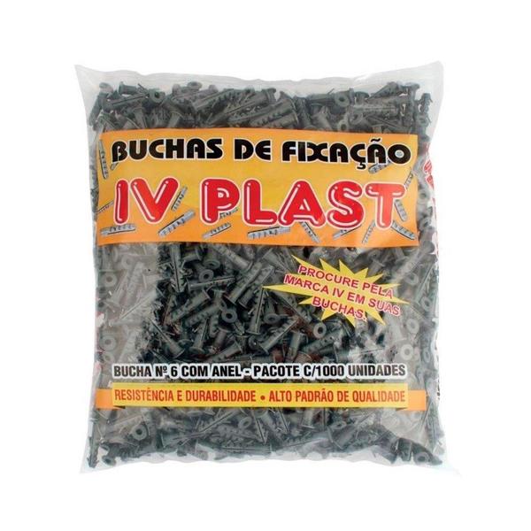 Imagem de Bucha Plástica Fixação Ivplast N.6 Com Anel - Embalagem c/ 1.000 unidades