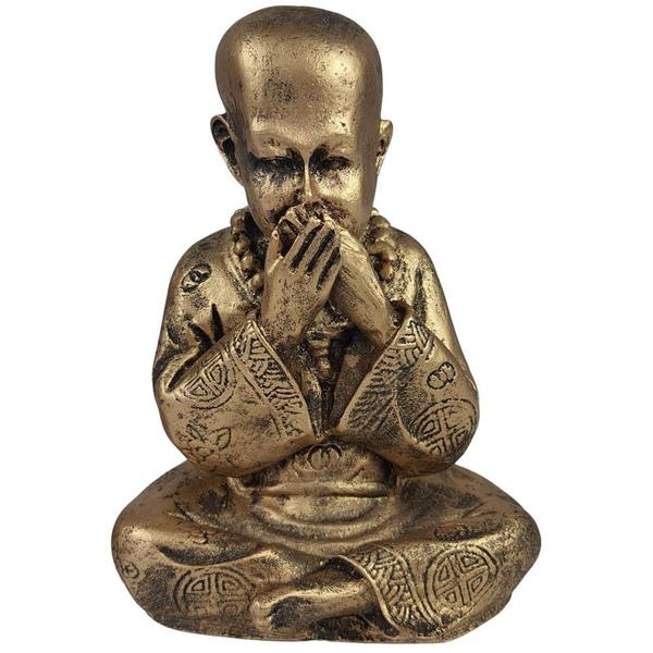 Imagem de Buda Chinês Cego Surdo e Mudo estátua enfeite decorativo resina
