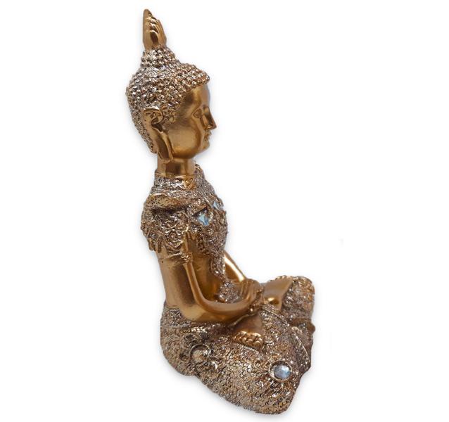 Imagem de Buda da Reflexão Yoga Refletindo Buda Gold Brilhante 12 cm