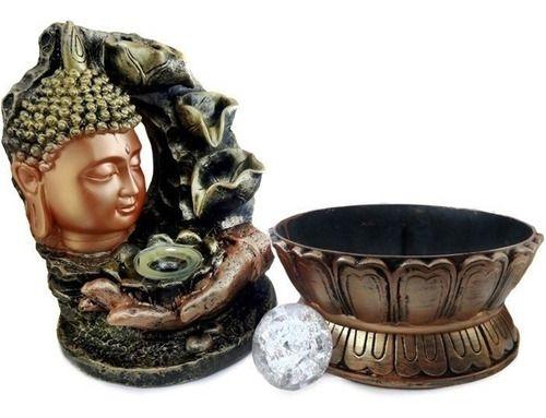 Imagem de Buda Fonte De Agua Cascata Feng Shui Mesa Decorativa 28cm