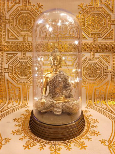 Imagem de Buda Hindu Tailandês Tibetano Estátua Resina Luminária Ouro