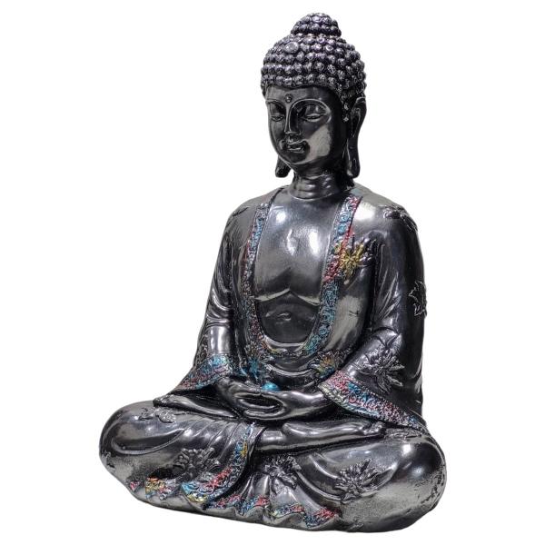 Imagem de Buda Hindu Tibetano Imagem Estátua Chumbo Metalizado De 22cm