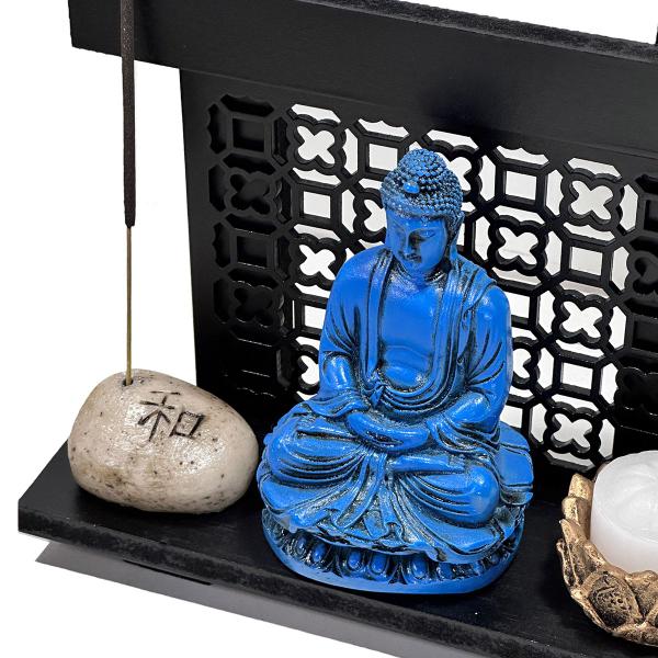 Imagem de Buda Incensário Pedra Japonesa Amor Esperança Paz Vida Azul