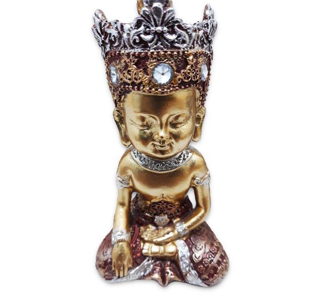 Buda Tailandês da Prosperidade Contemplando Vermelho 12cm - Flash Imagem de Buda Tailandês da Prosperidade Contemplando Vermelho 12cm