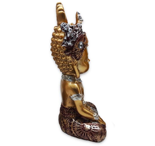 Buda Tailandês da Prosperidade Contemplando Vermelho 12cm - Flash Imagem de Buda Tailandês da Prosperidade Contemplando Vermelho 12cm