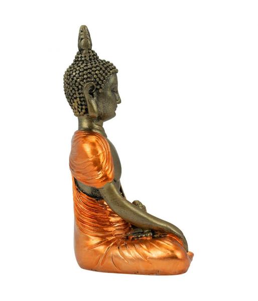 Imagem de Buda Vestimenta Bronze Bhumisparsha Mudra 12cm - Enfeite Decorativo Resina