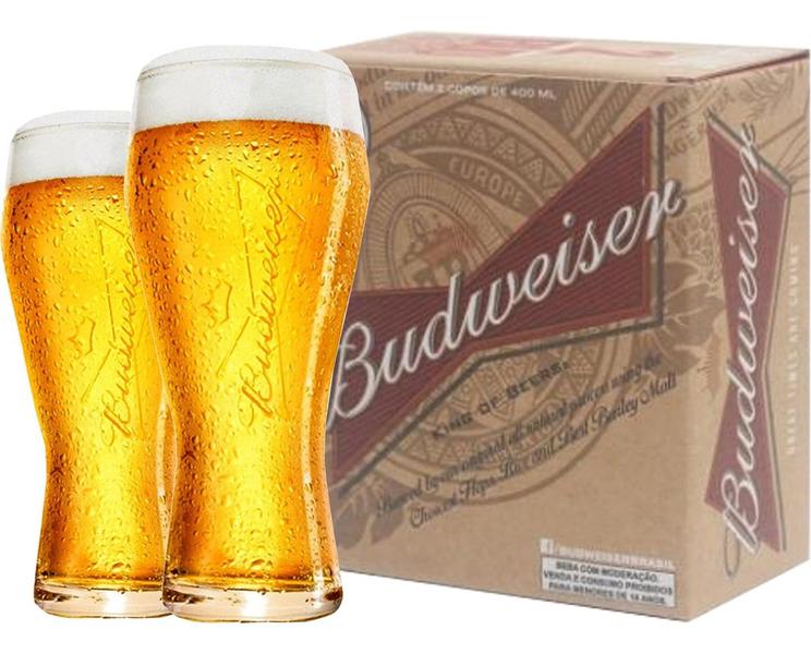 Imagem de Budweiser C/ 02 Verm. Copos P/ Cerveja 400 Ml