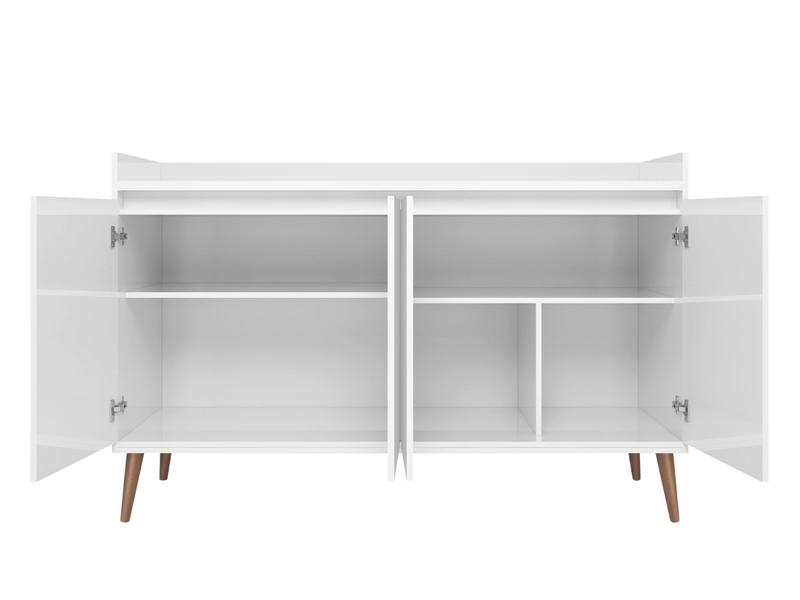 Buffet Aparador Retrô com Espelho Clássico Branco Gloss - MoveisAqui Imagem de Buffet Aparador Retrô com Espelho Clássico Branco Gloss - MoveisAqui