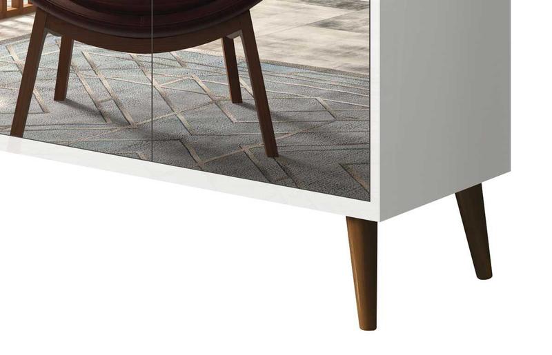 Buffet Aparador Retrô com Espelho Clássico Branco Gloss - MoveisAqui Imagem de Buffet Aparador Retrô com Espelho Clássico Branco Gloss - MoveisAqui