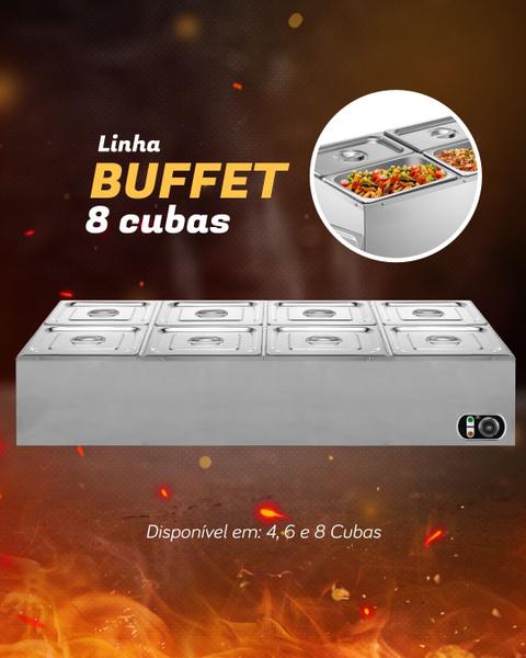 Imagem de Buffet aquecido 8 cubas elétrico banho maria ZPBF08E