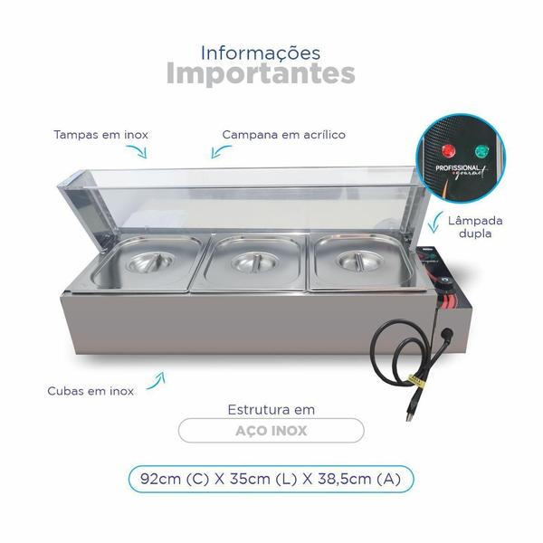 Imagem de Buffet Aquecido eletrico 3 cubas 1/2x100 Aquecedor ZPBFC03