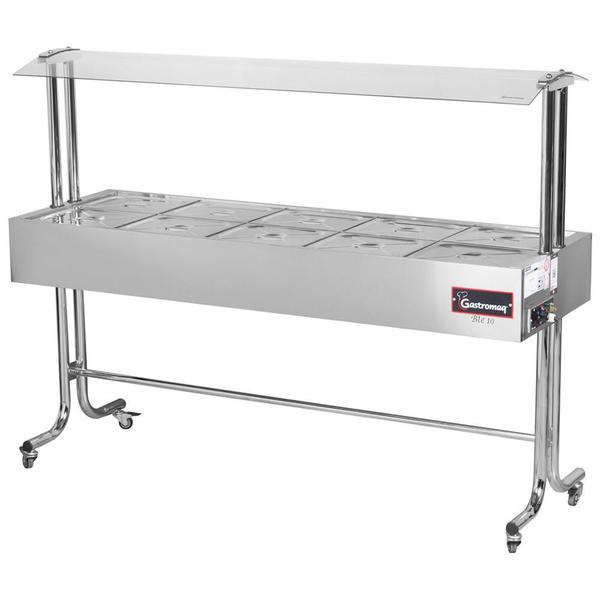 Buffet Aquecido Gastromaq Cromado 10 Cubas Tampa Inox Cobertura Vidro 220V BTE 10 ST G2 CR IV Imagem de Buffet Aquecido Gastromaq Cromado 10 Cubas Tampa Inox Cobertura Vidro 220V BTE 10 ST G2 CR IV
