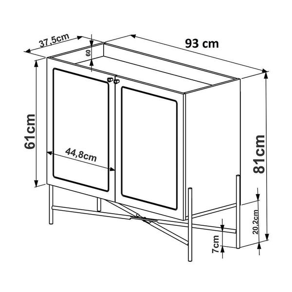 Imagem de Buffet Bar Oslo 2 PT Hanover e Dourado 81 cm