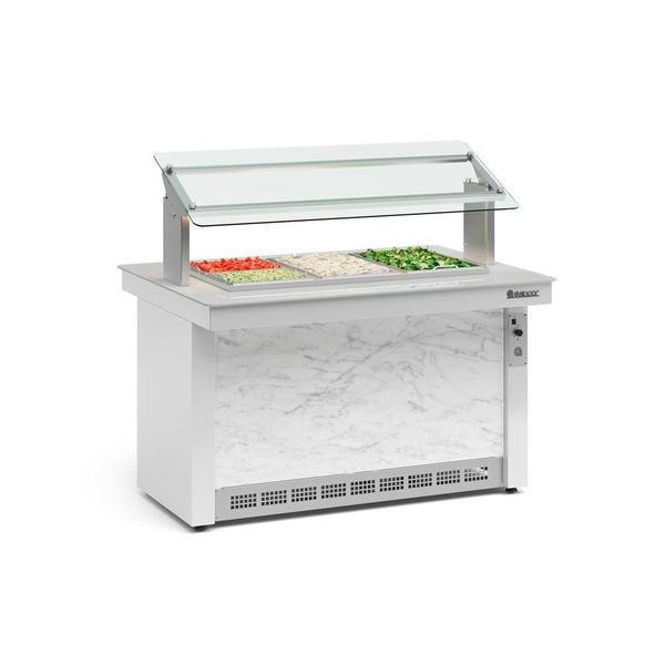 Imagem de Buffet Refrigerado Linha Vitra GBRF-140 BR /Mármore c/ Vidros Serigrafados e Iluminação LED - Gelopar