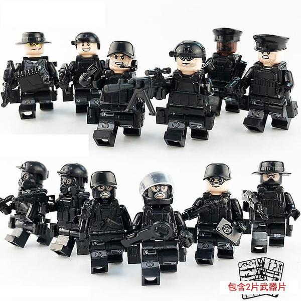 Imagem de Building Block Toy Wokex, 12 peças, minifigura Black Swat Police