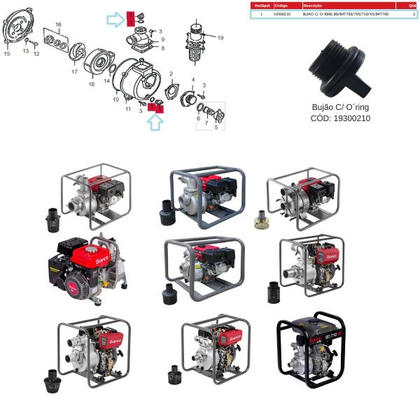 Imagem de Bujão Anel O-Ring P/ Motobombas BD 700/ 705/ 710 Linha: XS