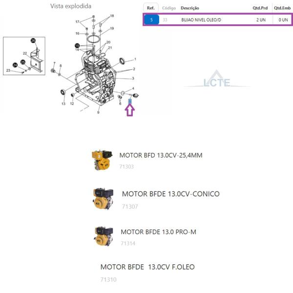 Imagem de Bujão Nível de Óleo do Motor BFDE 10.0cv Plus (R) Buffalo