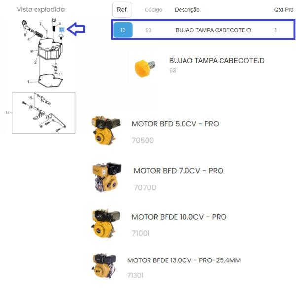 Imagem de Bujão Vedação Do Parafuso Cabeçote Motor á Diesel 13.0hp