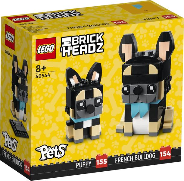 Imagem de Buldogue francês de brinquedo LEGO BrickHeadz Pets com cachorrinho de 8 anos ou mais