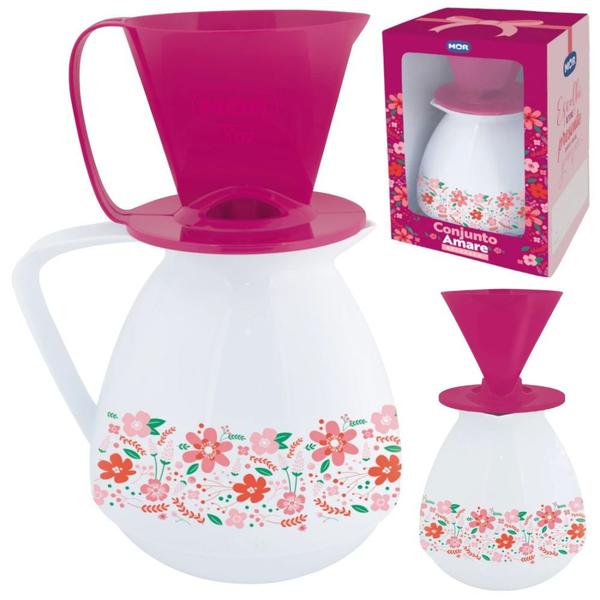 Imagem de Bule Cafe 650ml com Suporte Filtro Coador Conjunto Amare  Mor 