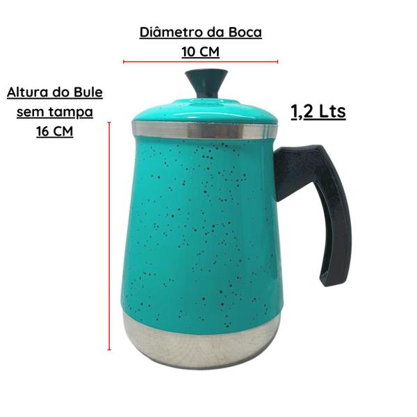 Imagem de Bule Com Mancebo Coador De Café colorido Retro em Alumínio Mariquinha Cafeteira