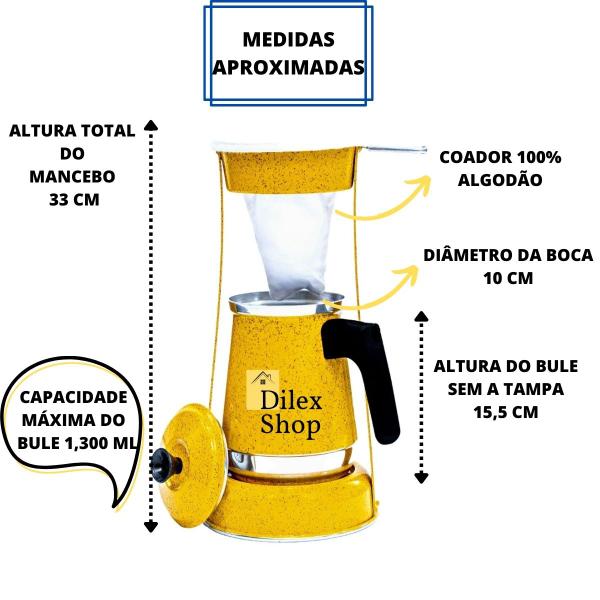 Imagem de Bule Com Mancebo Coador De Café Retro Em Alumínio