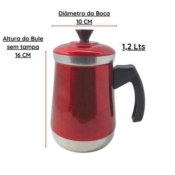 Imagem de Bule Com Mancebo Suporte 1,2L Coador De Café colorido Retro em Alumínio Mariquinha Cafeteira C Caixa