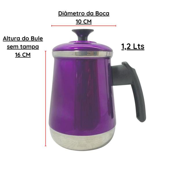 Imagem de Bule Com Mancebo Suporte 1,2L Coador De Café colorido Retro em Alumínio Mariquinha Cafeteira C Caixa