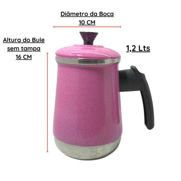 Imagem de Bule Com Mancebo Suporte Coador De Café colorido Retro em Alumínio Mariquinha Cafeteira Com Caixa