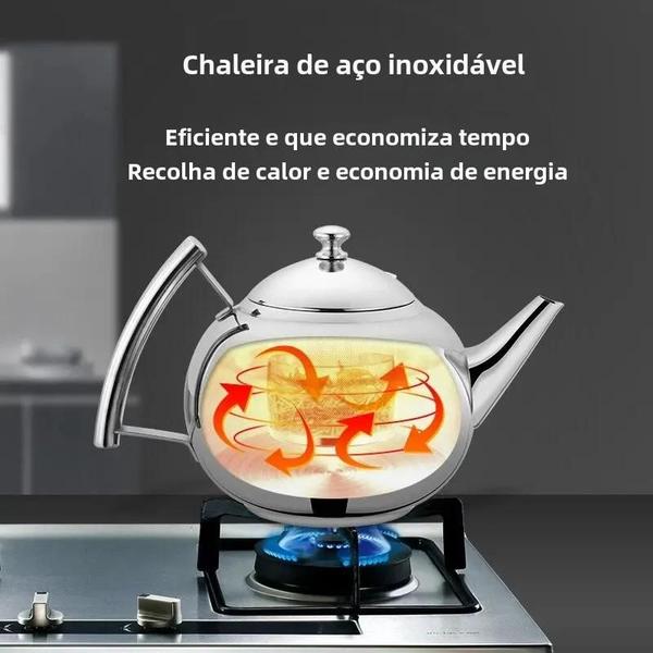 Imagem de Bule de Aço Inoxidável 1,5L com Infusor de Chá - Ideal para Casa e Hotel