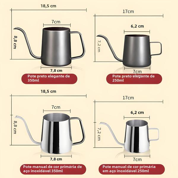 Imagem de Bule de Café e Chá de Aço Inoxidável com Bico Longo - Para Degustação Manual