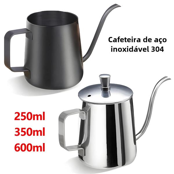 Imagem de Bule de Café e Chá de Aço Inoxidável com Bico Longo - Para Degustação Manual