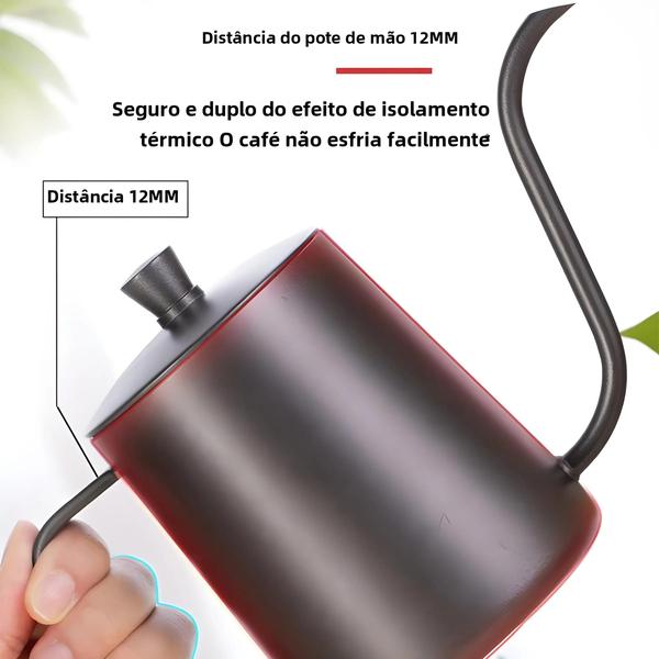 Imagem de Bule de Café e Chá de Aço Inoxidável com Bico Longo - Para Degustação Manual