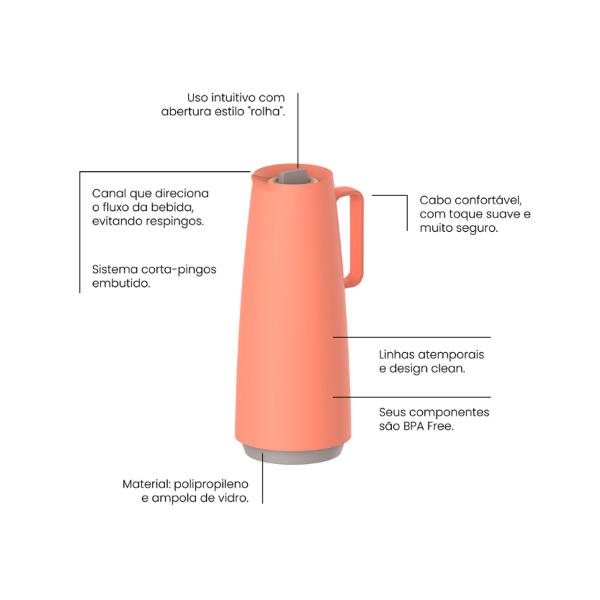 Imagem de Bule Garrafa Térmica Exata Com Ampola De Vidro 1L Tramontina
