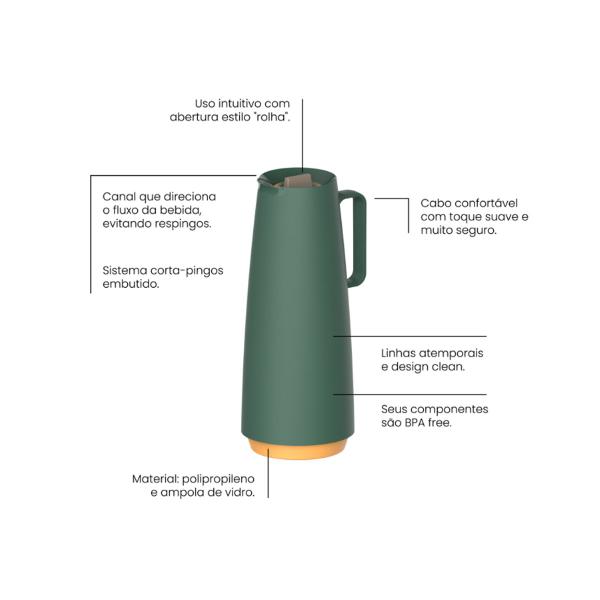 Imagem de Bule Garrafa Térmica Exata Com Ampola De Vidro 1L Tramontina