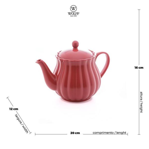 Imagem de Bule P/Chá De Porcelana Pétala Vermelho Matt 950Ml