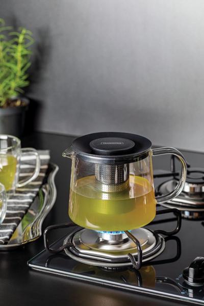 Imagem de Bule para Chá Tramontina em Vidro e Aço Inox com Infusor 900 ml