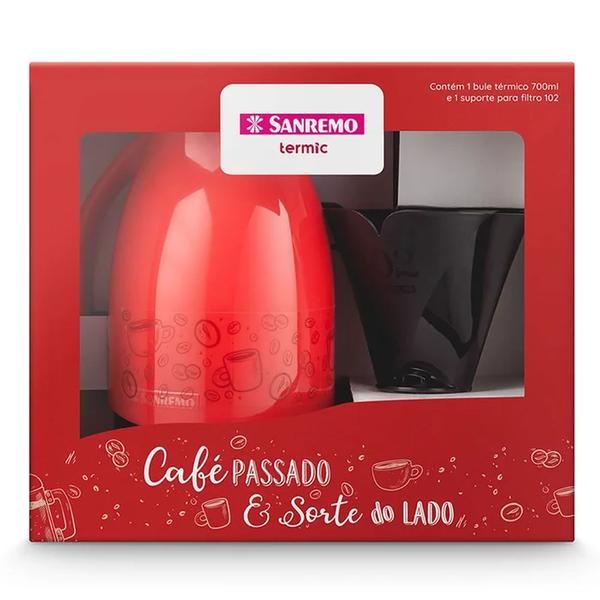 Imagem de Bule Térmico Vermelho 700ml Sanremo Filtro Café 102 Chá Água